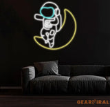 Astronaut Sitting on The Moon Neon Sign Led Neon Lights for Wall Decor Light Up Signs for Bedroom Party Decorations