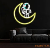 Astronaut Sitting on The Moon Neon Sign Led Neon Lights for Wall Decor Light Up Signs for Bedroom Party Decorations