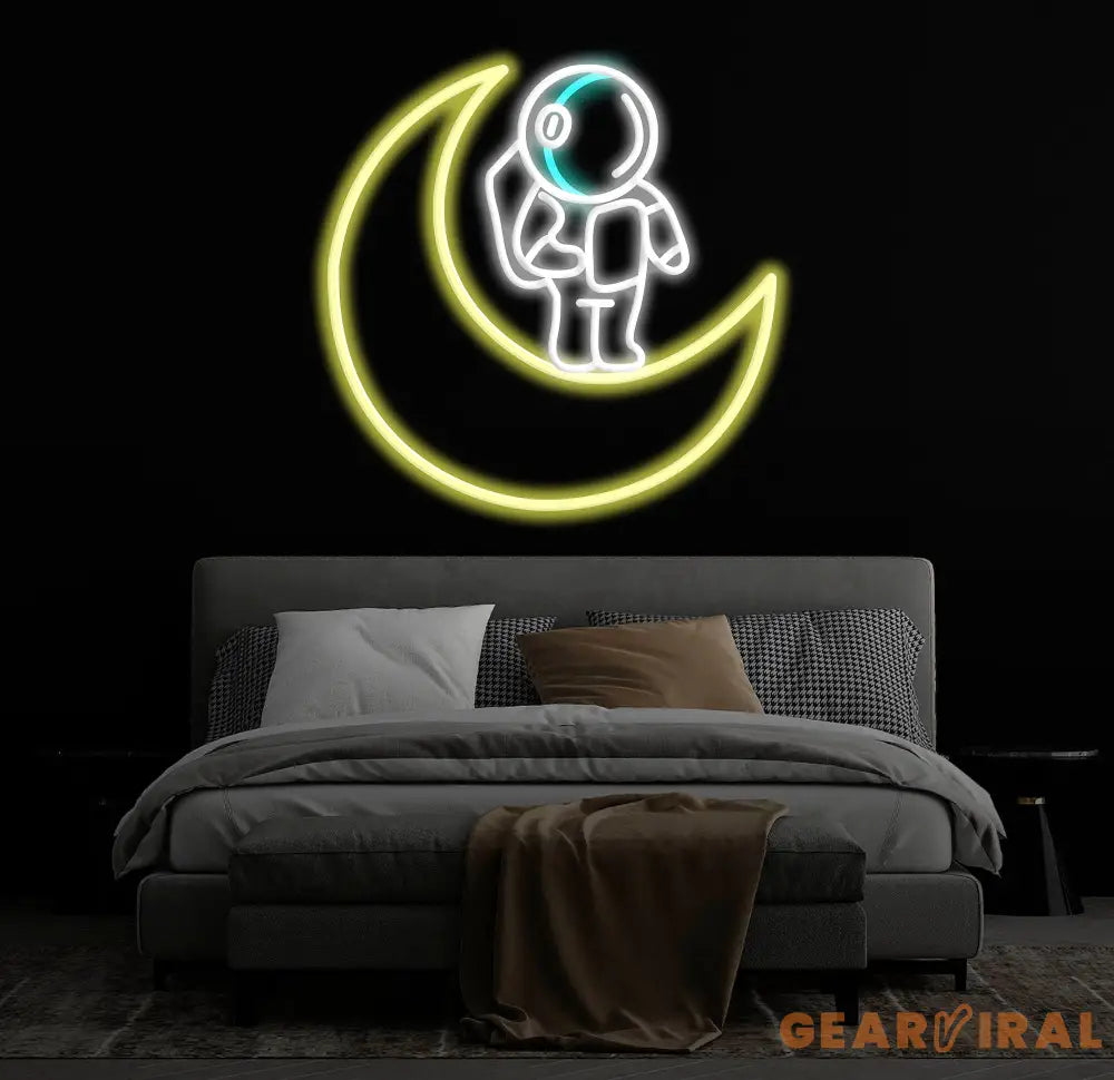 Astronaut Sitting on The Moon Neon Sign Led Neon Lights for Wall Decor Light Up Signs for Bedroom Party Decorations