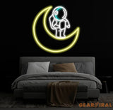 Astronaut Sitting on The Moon Neon Sign Led Neon Lights for Wall Decor Light Up Signs for Bedroom Party Decorations