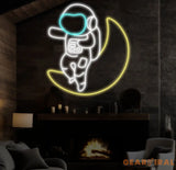 Astronaut Sitting on The Moon Neon Sign Led Neon Lights for Wall Decor Light Up Signs for Bedroom Party Decorations