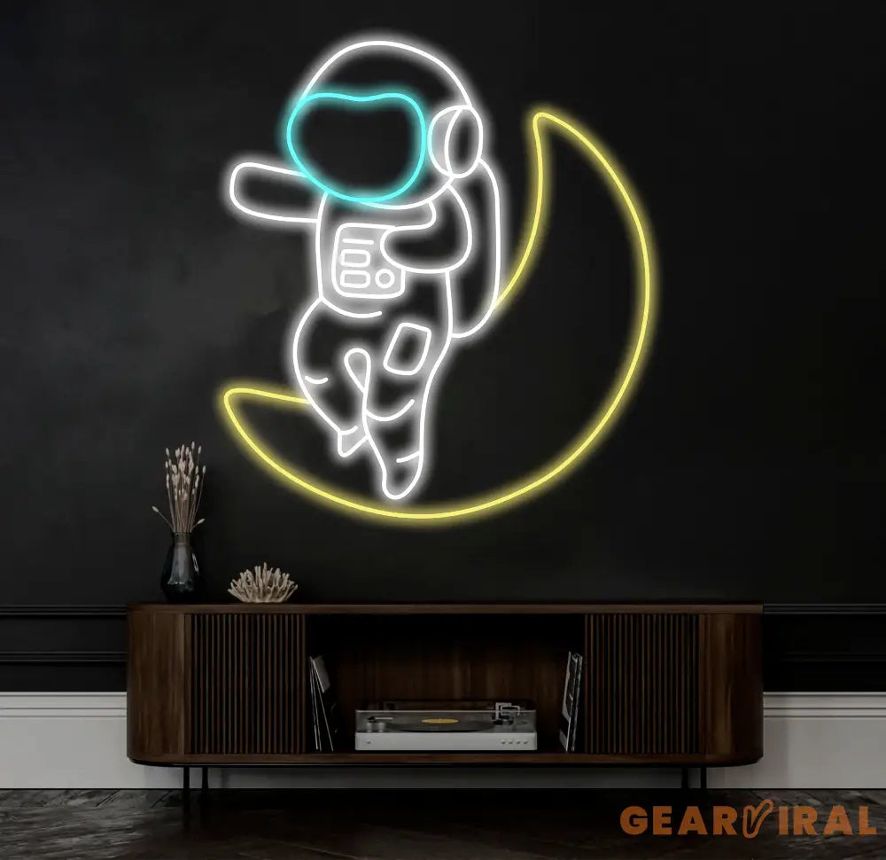 Astronaut Sitting on The Moon Neon Sign Led Neon Lights for Wall Decor Light Up Signs for Bedroom Party Decorations