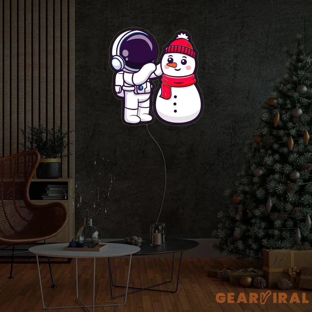 Astronaut Snowman Christmas Led Neon Acrylic Artwork