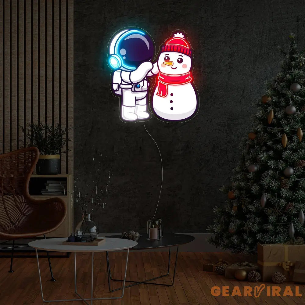 Astronaut Snowman Christmas Led Neon Acrylic Artwork