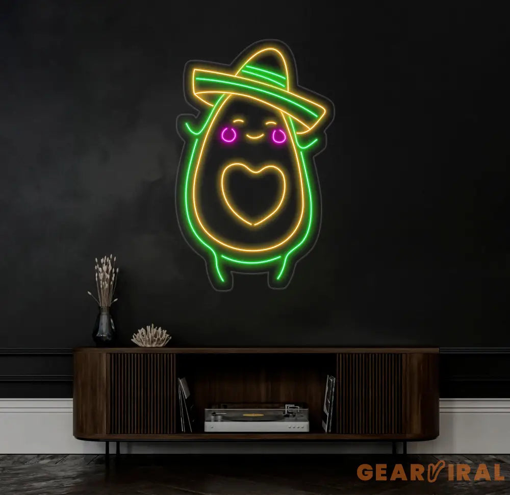 Avocado Mexican Dance Neon Sign Avocado Sombrero Manana LED Light Mexican Bar Pub Led Light Avocado Lovers