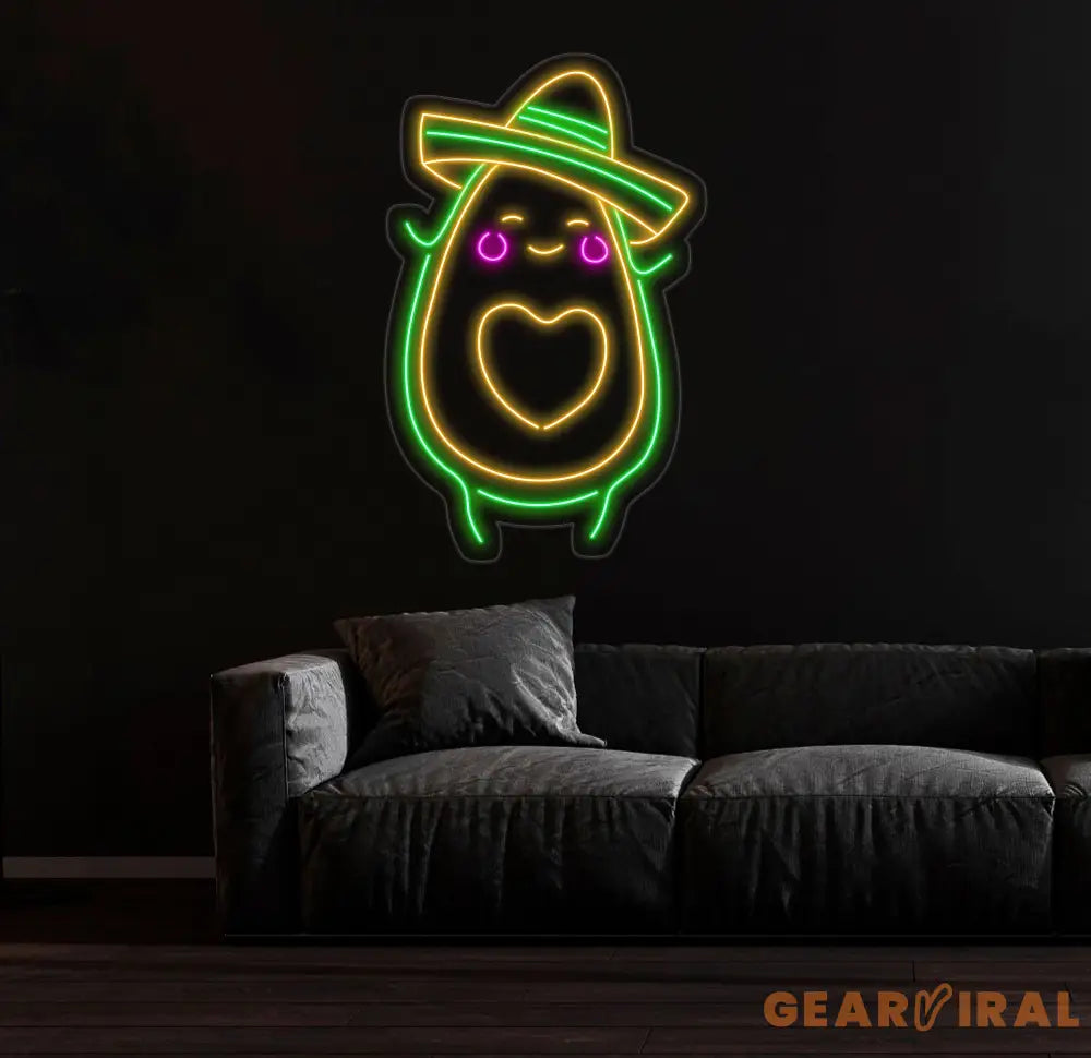 Avocado Mexican Dance Neon Sign Avocado Sombrero Manana LED Light Mexican Bar Pub Led Light Avocado Lovers