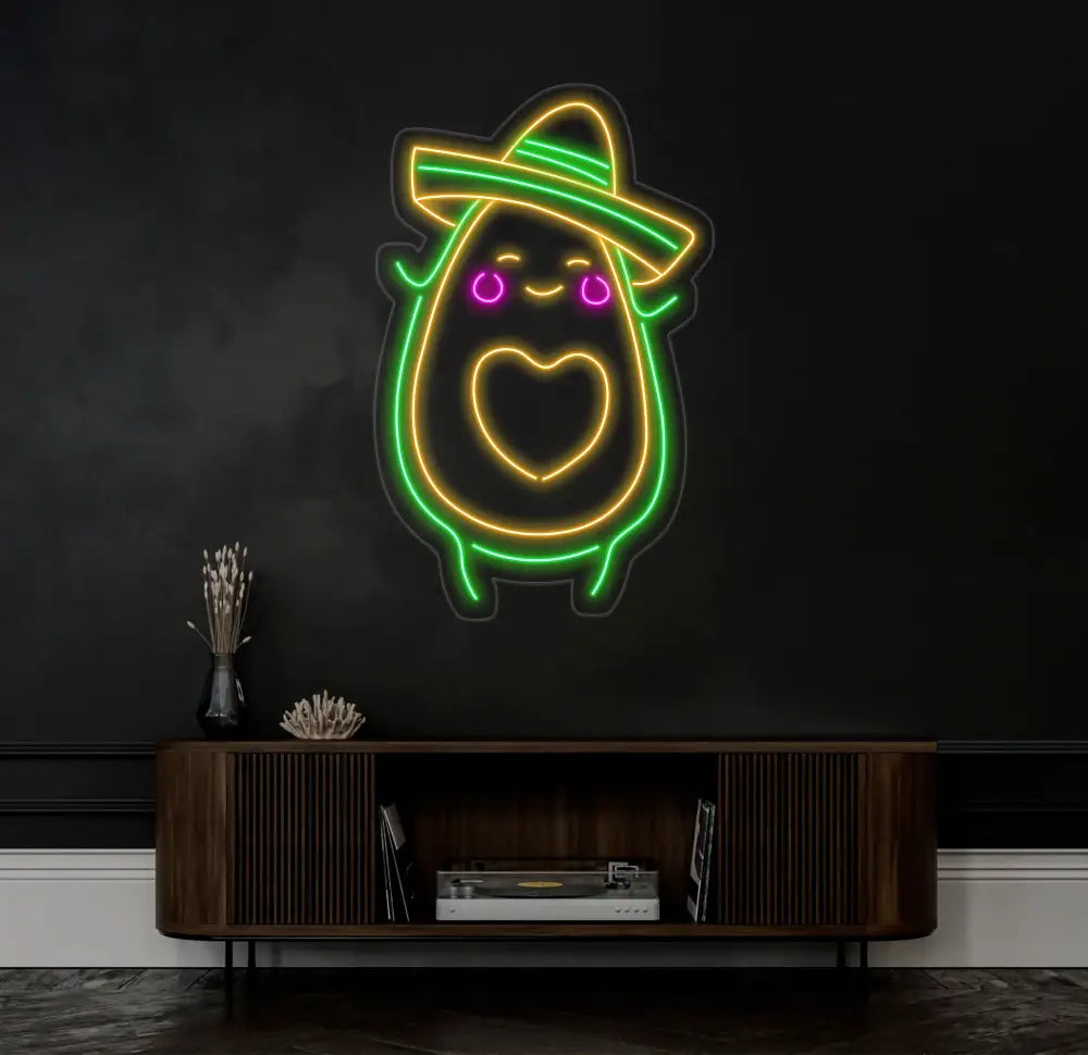 Avocado Mexican Dance Neon Sign Avocado Sombrero Manana LED Light Mexican Bar Pub Led Light Avocado Lovers
