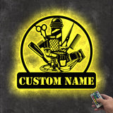 Barber Shop Metal Sign with LED Lights, Custom Barber Name Wall Art, Personalized Barbershop Decor for Salon or Studio – GearViral