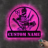 Barber Shop Metal Sign with LED Lights, Custom Barber Name Wall Art, Personalized Barbershop Decor for Salon or Studio – GearViral