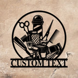 Barber Shop Metal Sign with LED Lights, Custom Barber Name Wall Art, Personalized Metal Sign Decor for Barbershop or Salon - Gearviral