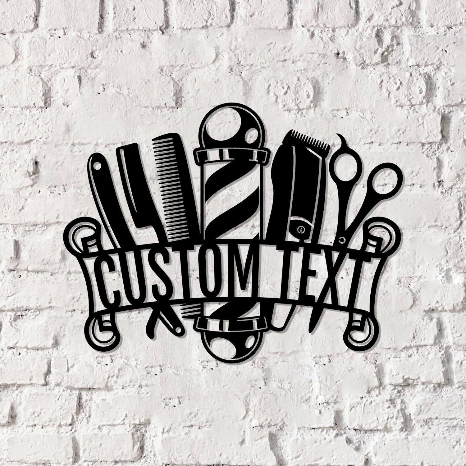 Barber Shop Metal Sign LED Lights, Personalized Barber Shop Name Sign Decoration For Room - Gearviral