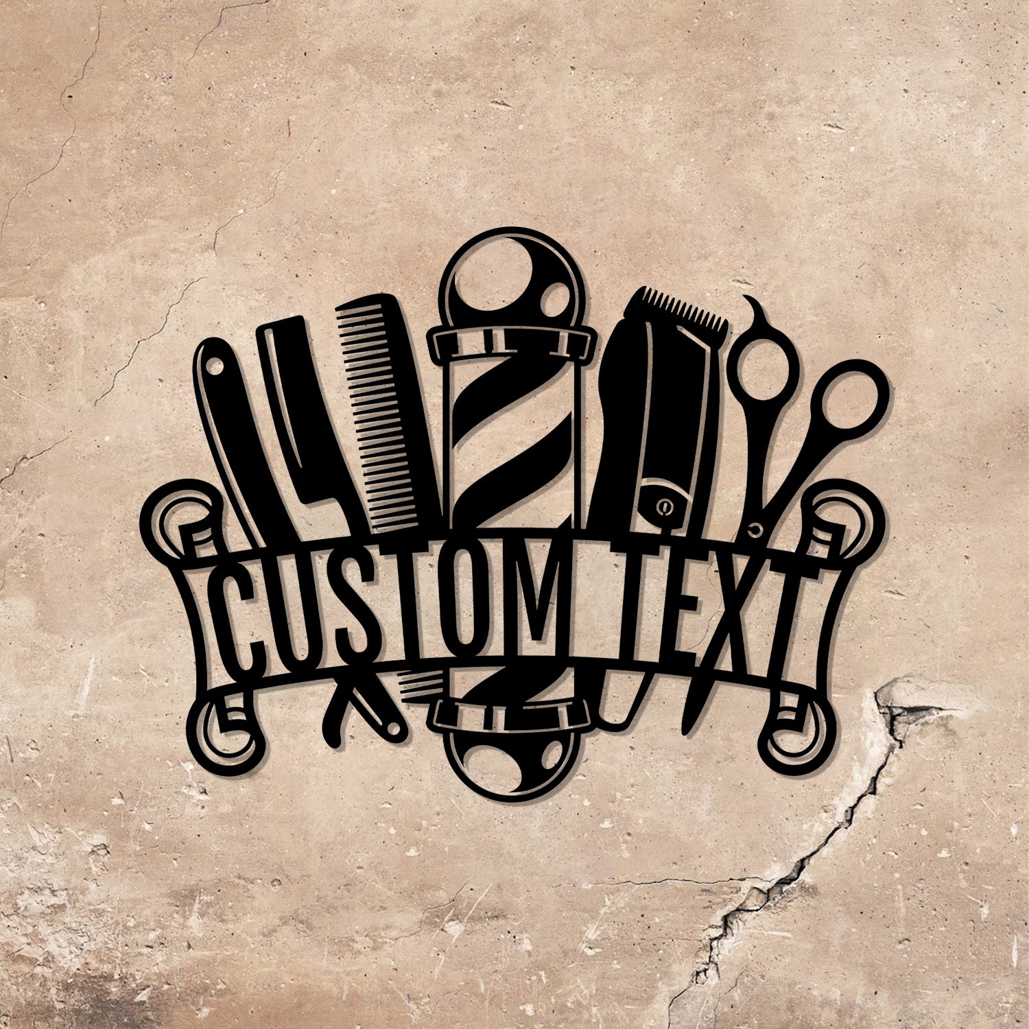 Barber Shop Metal Sign LED Lights, Personalized Barber Shop Name Sign Decoration For Room - Gearviral