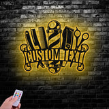 Barber Shop Metal Sign LED Lights, Personalized Barber Shop Name Sign Decoration For Room - Gearviral