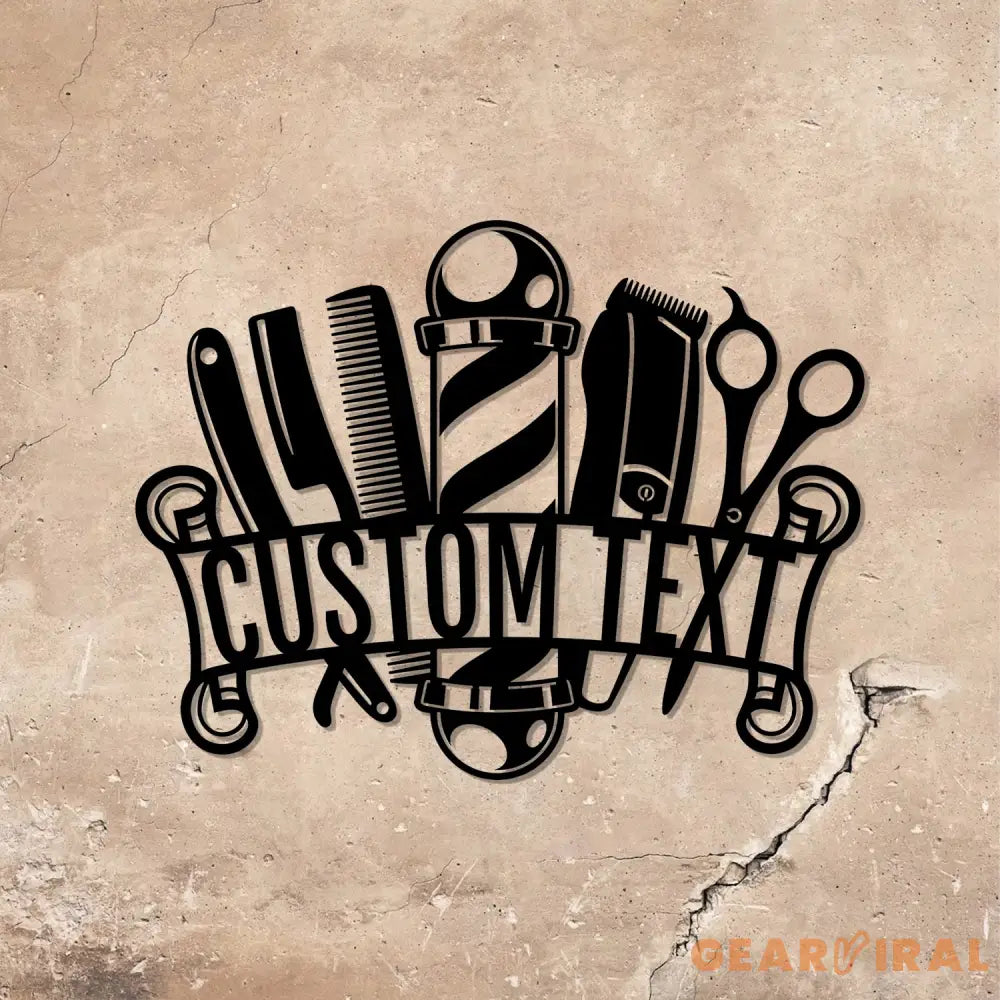 Barber Shop Metal Sign LED Lights Personalized Barber Shop Name Sign Decoration For Room - Gearviral