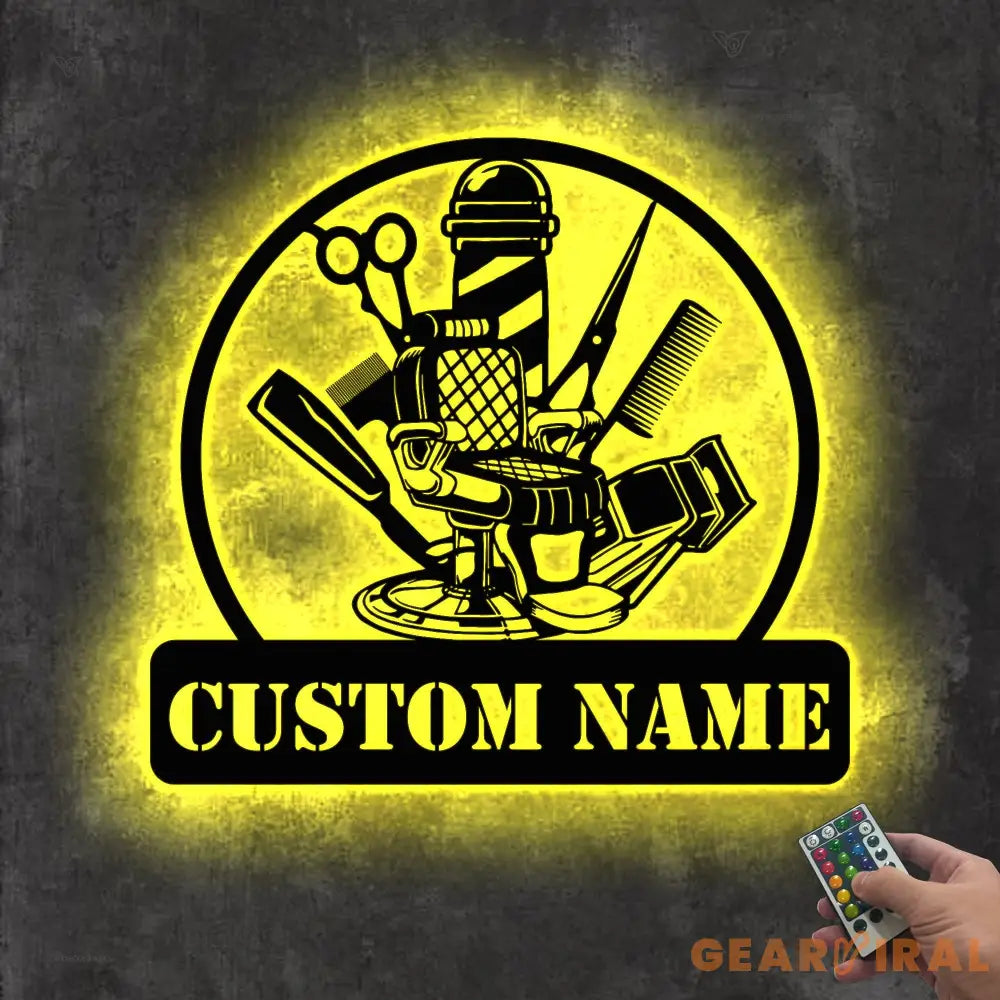 Barber Shop Metal Sign with LED Lights Custom Barber Name Wall Art Personalized Barbershop Decor for Salon or Studio –