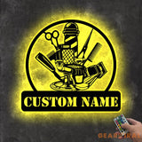 Barber Shop Metal Sign with LED Lights Custom Barber Name Wall Art Personalized Barbershop Decor for Salon or Studio –