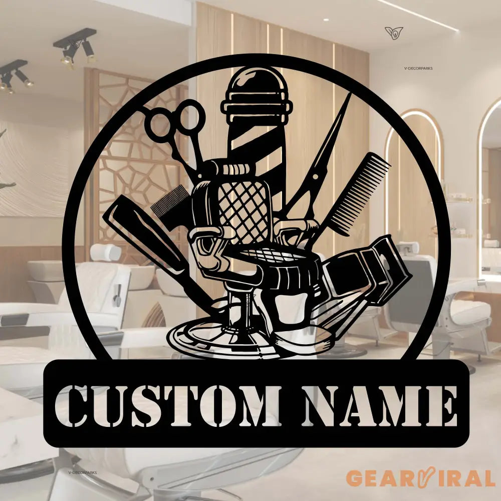 Barber Shop Metal Sign with LED Lights Custom Barber Name Wall Art Personalized Barbershop Decor for Salon or Studio –
