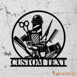 Barber Shop Metal Sign with LED Lights Custom Barber Name Wall Art Personalized Metal Sign Decor for Barbershop or