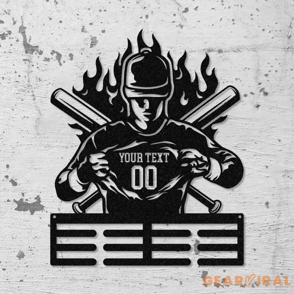 Baseball Custom Name Medal Hanger - Medal Display Sports Medals Kids Room Sports Decor Baseball Athletic Awards Vs2