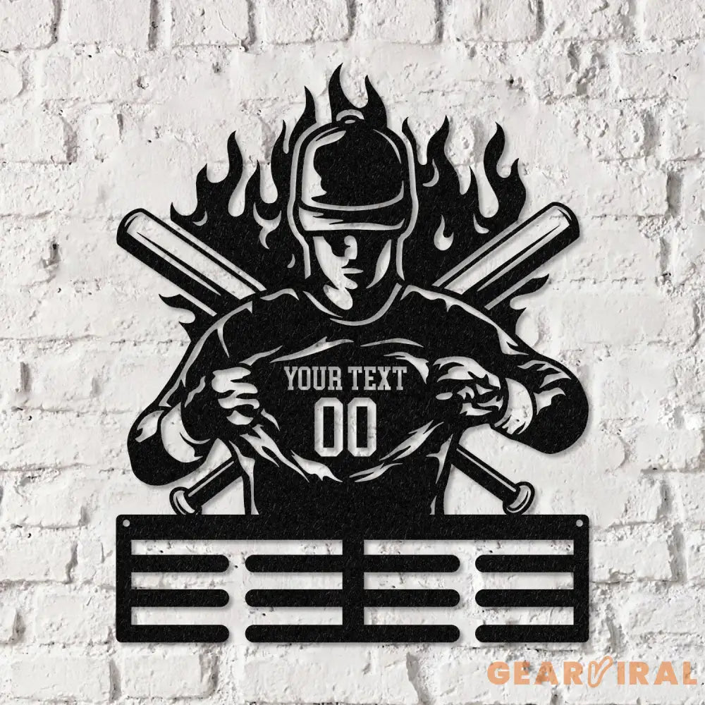 Baseball Custom Name Medal Hanger - Medal Display Sports Medals Kids Room Sports Decor Baseball Athletic Awards Vs2