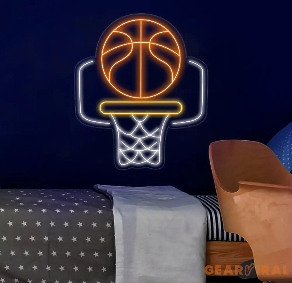 Basketball Hoop Neon Sign Personalized Basketball Sign Basketball Gift Basketball Room Decor Wall Gift For Boy