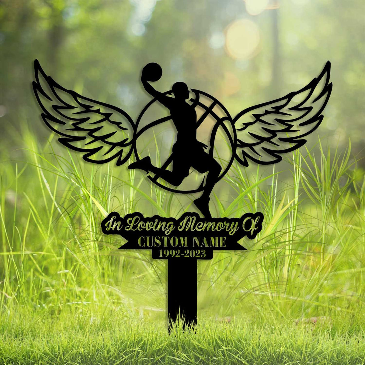 Basketball Memorial Plaque Stake - Sports Memorial For Garve - Grave Marker Human - Basketball Memorial Cross For Grave | GearViral
