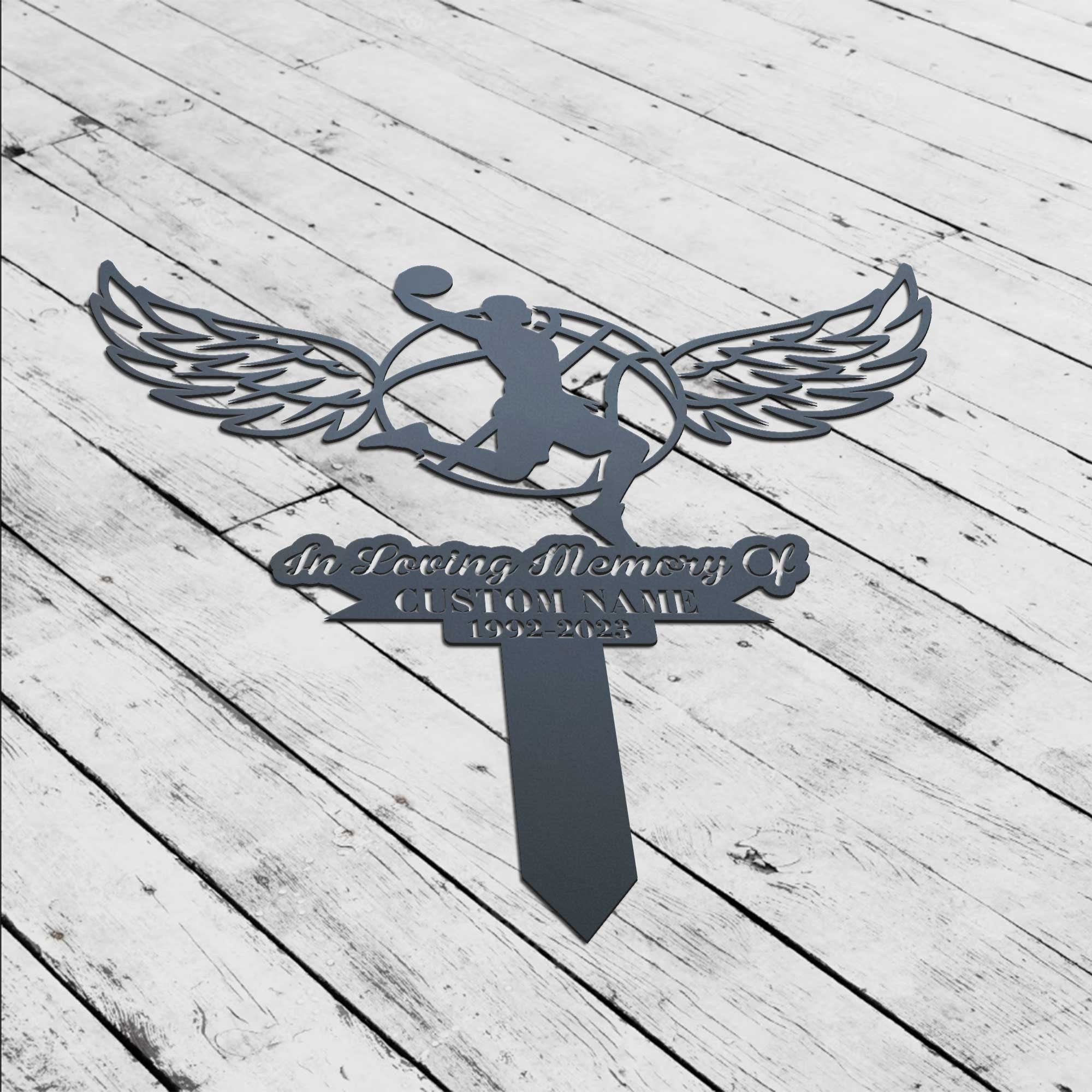 Basketball Memorial Plaque Stake - Sports Memorial For Garve - Grave Marker Human - Basketball Memorial Cross For Grave | GearViral