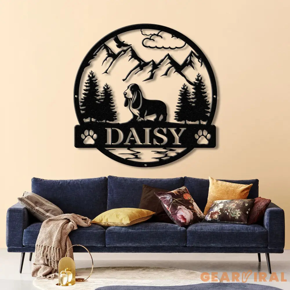 Basset Hound Metal Sign Custom Dog Name Sign Dog Memorial Gift Basset Hound Wall Decor Dog Lovers Wall Art Pet Lover