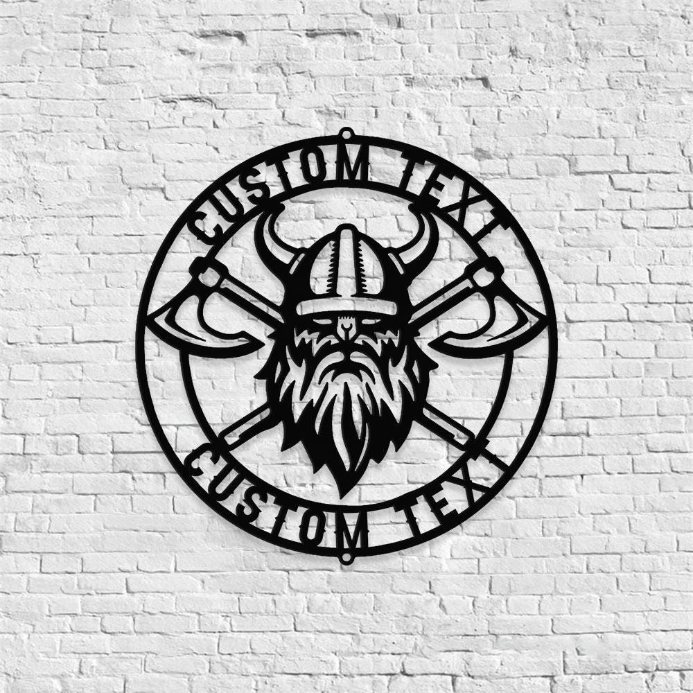 Battle Axe Viking Monogram - Premium Metal Sign - Monogram Metal Sign, Personalized Family Name Led Metal Sign, Address Wall Art
