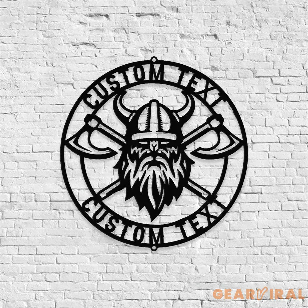 Battle Axe Viking Monogram - Premium Metal Sign - Monogram Metal Sign Personalized Family Name Led Metal Sign Address