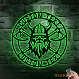 Battle Axe Viking Monogram - Premium Metal Sign - Monogram Metal Sign Personalized Family Name Led Metal Sign Address