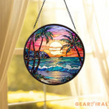 Beach Sunset Stained Glass Suncatcher Beach Window Hangings Beach Lover Decor Beach Sunrise Suncatcher Beach Glass