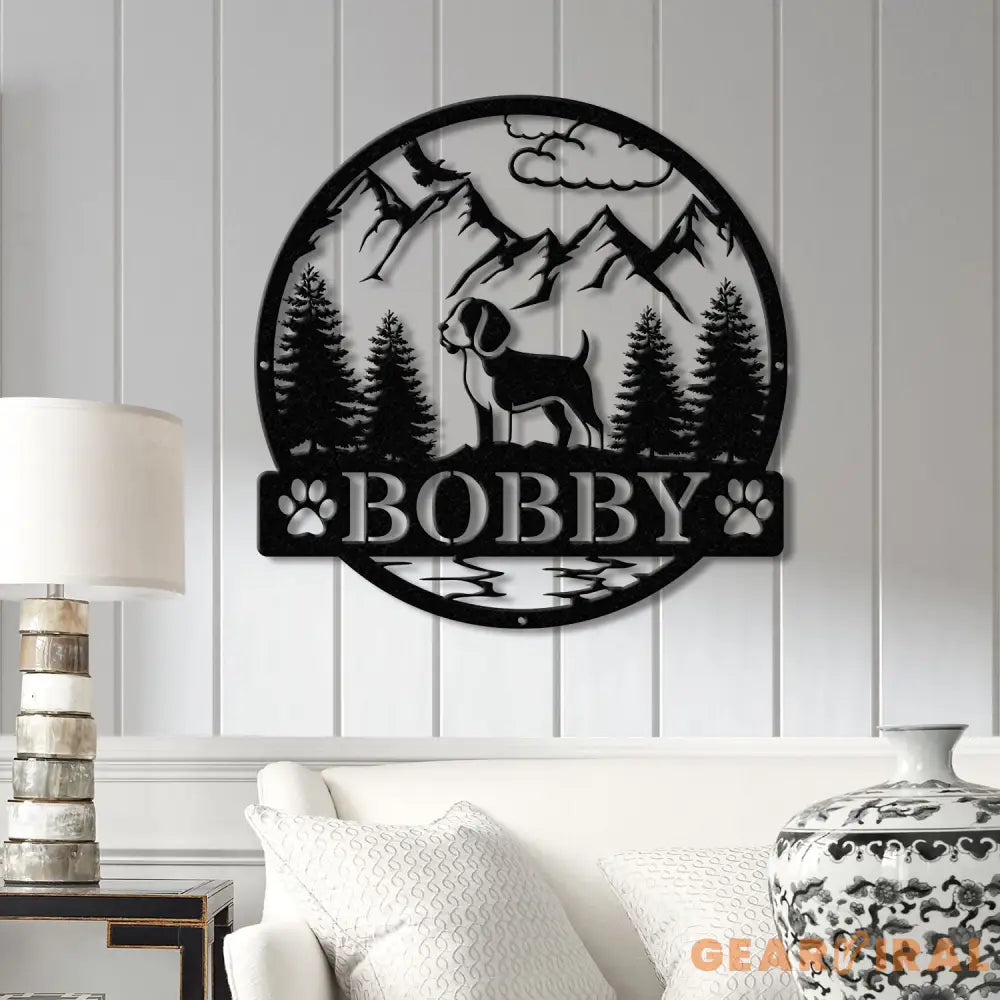 Beagel Metal Sign Custom Dog Name Sign Hunting Dog Custom Sign Beagel Wall Decor Dog Lovers Wall Art Pet Lover Gift Dog