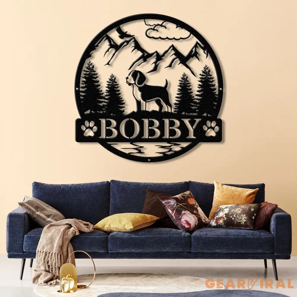 Beagel Metal Sign Custom Dog Name Sign Hunting Dog Custom Sign Beagel Wall Decor Dog Lovers Wall Art Pet Lover Gift Dog