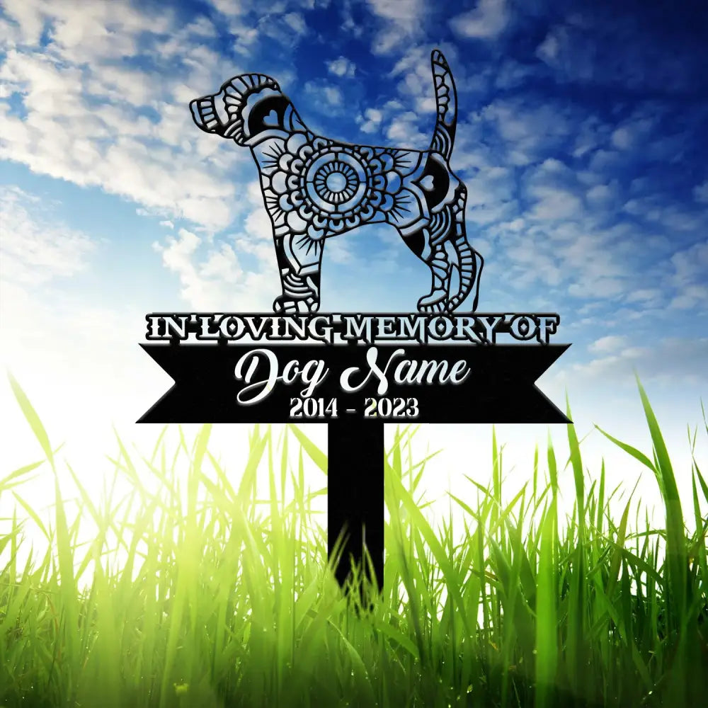 Beagle Mandala Garden Stake Metal Zentangle Dog Yard Art Pet Loss Memorial Custom Beagle Grave Marker Dog Sympathy Gifts