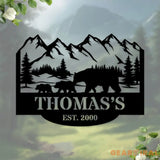Bear Family Name monogram Custom BearSign Personalized Metal Sign Bear Wall Decor Custom Metal Sign Housewarming Gift