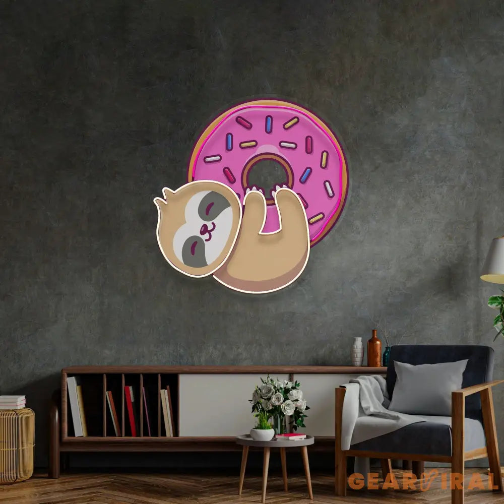 Bear Hugging Donuts LED Neon Sign Light Pop Art