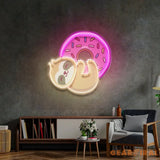 Bear Hugging Donuts LED Neon Sign Light Pop Art