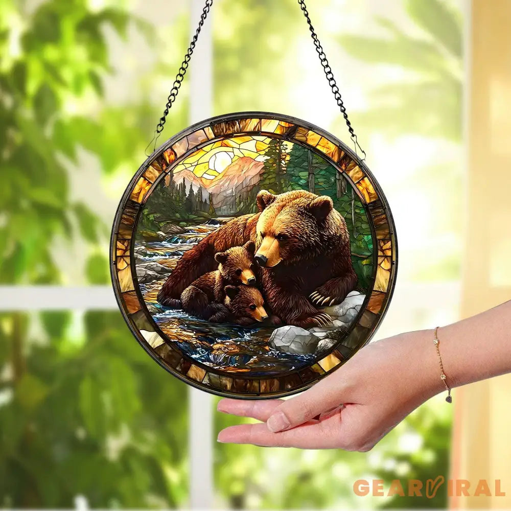 Bear Suncatcher Woodland Suncatcher Black Bear Window Decor Bear Ornament Wildlife Suncatcher Bear Glass Suncatcher