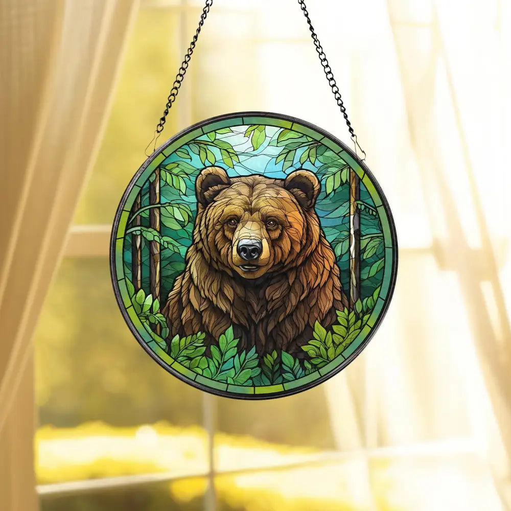 Bear Suncatcher Woodland Suncatcher Black Bear Window Decor Bear Ornament Wildlife Suncatcher Bear Glass Suncatcher