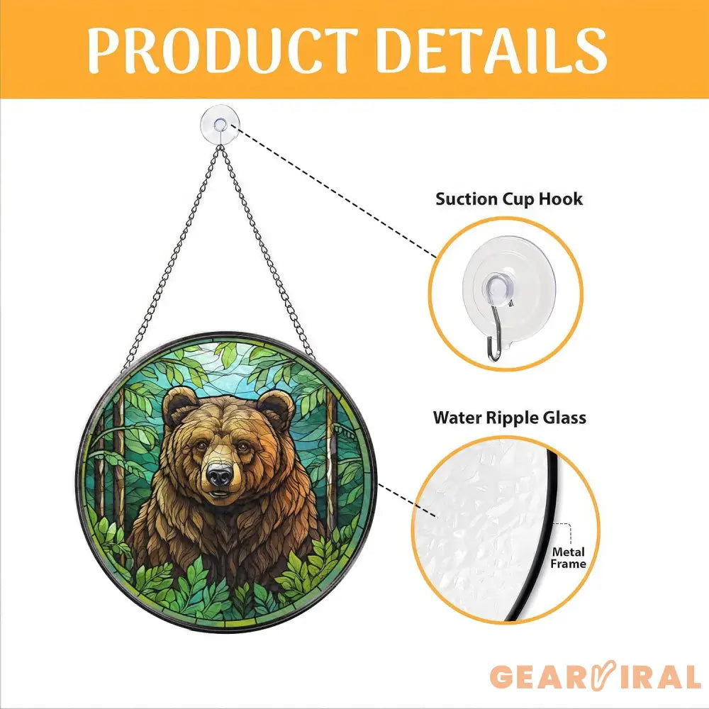Bear Suncatcher Woodland Suncatcher Black Bear Window Decor Bear Ornament Wildlife Suncatcher Bear Glass Suncatcher