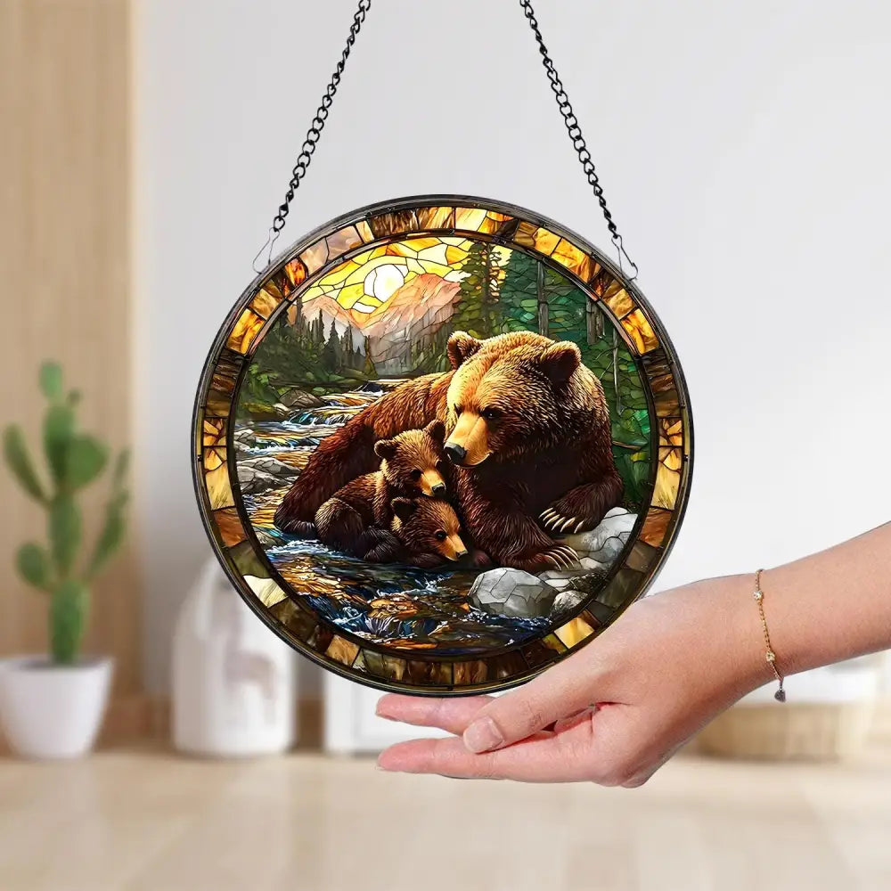 Bear Suncatcher Woodland Suncatcher Black Bear Window Decor Bear Ornament Wildlife Suncatcher Bear Glass Suncatcher