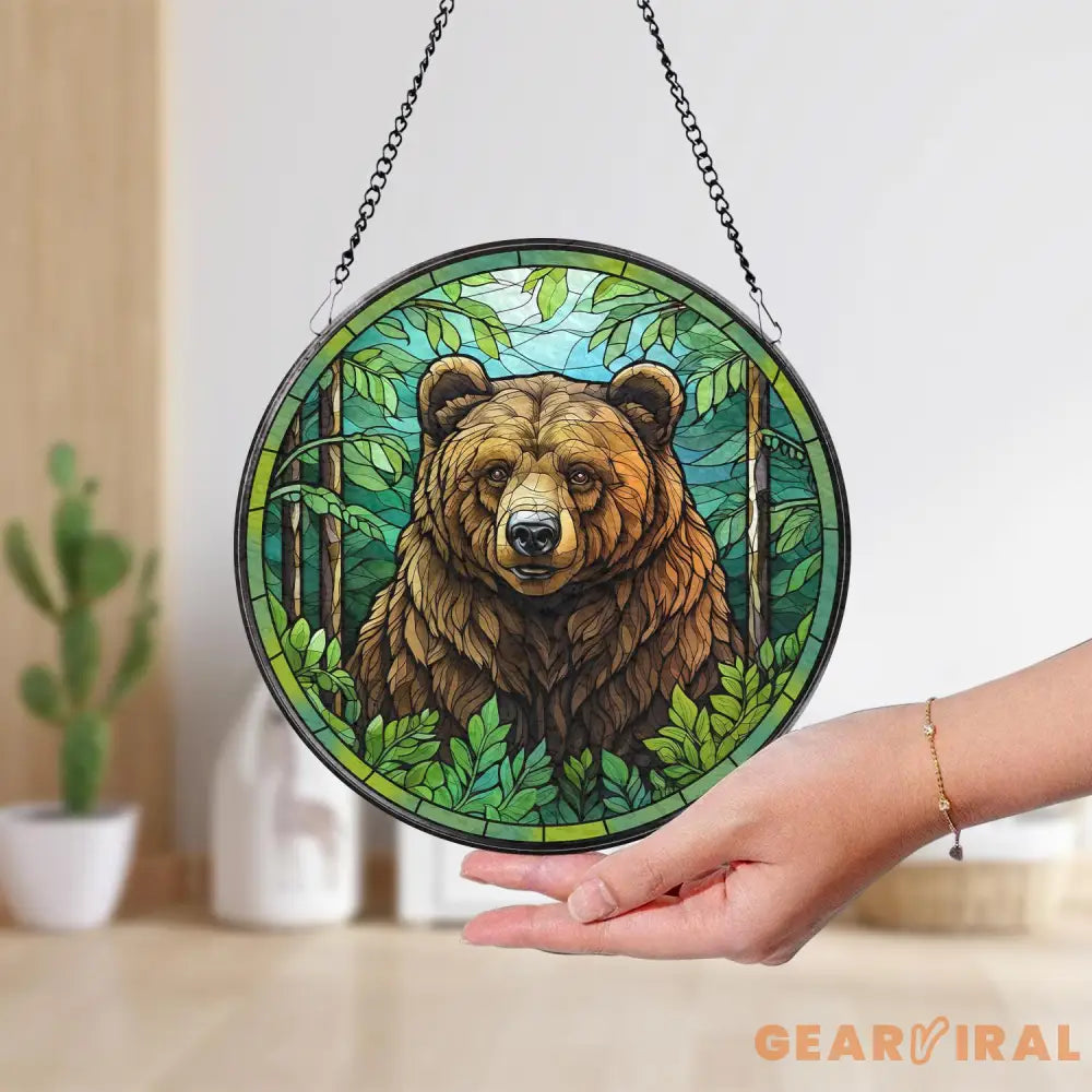 Bear Suncatcher Woodland Suncatcher Black Bear Window Decor Bear Ornament Wildlife Suncatcher Bear Glass Suncatcher