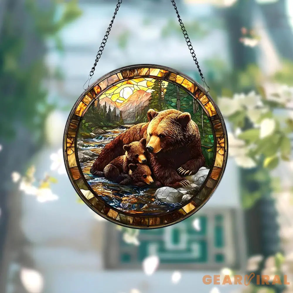 Bear Suncatcher Woodland Suncatcher Black Bear Window Decor Bear Ornament Wildlife Suncatcher Bear Glass Suncatcher