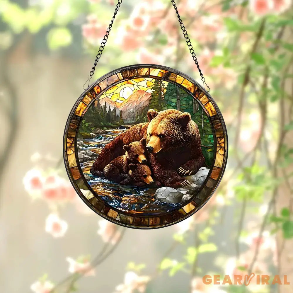 Bear Suncatcher Woodland Suncatcher Black Bear Window Decor Bear Ornament Wildlife Suncatcher Bear Glass Suncatcher
