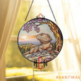 Bearded Dragon Stained Glass Suncatcher Reptile Window Hanging Art Lizard Round Glass Panel Decor Nature Gift for