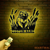 Beaver Cabin Sign Personalized Metal Beaver Sign Cabin Decor Outdoor Bear Decor Rustic Cabin Beaver Sign Metal Monogram