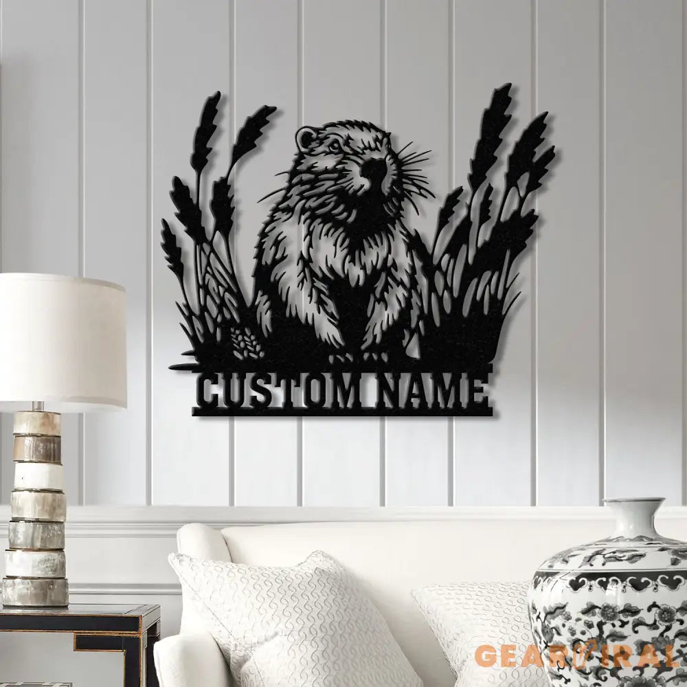 Beaver Cabin Sign Personalized Metal Beaver Sign Cabin Decor Outdoor Bear Decor Rustic Cabin Beaver Sign Metal Monogram