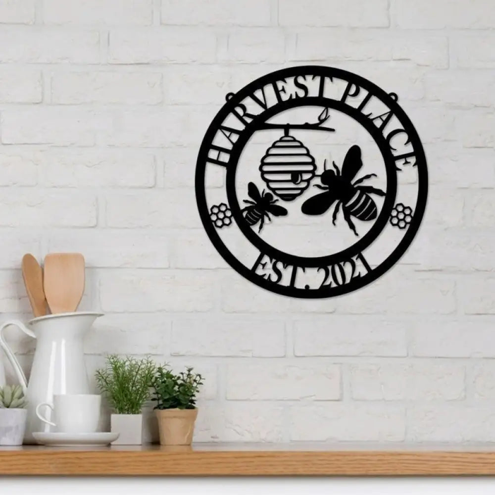Bee Farm Metal Sign Bee Keepers Metal Personalized Bee Sign Bee Monogram Wall Honey Bee Metal Art Metal Sign LED Lights