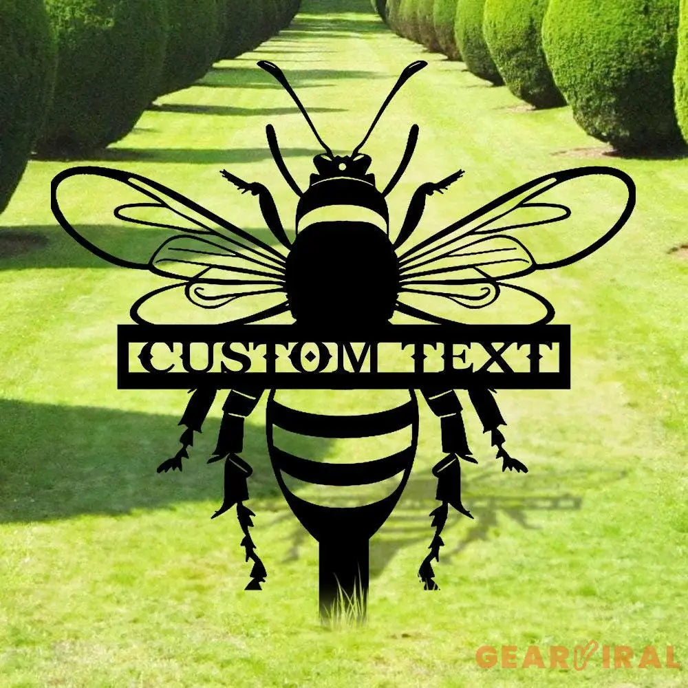 Bee Garden Sign Metal Stake Personalized Bee Family Name Yard Sign Outdoor Door Garden Decor Bee Metal Sign Gift for